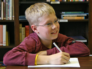 student at desk